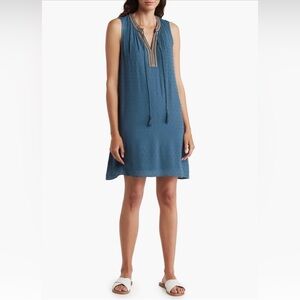 NWT DR2 Teal Dress with Embroidered Trim, Size Medium